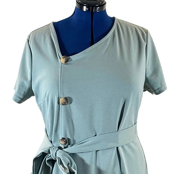 Shein Curve Sage Green Ruffled Dress - Picture 4 of 9